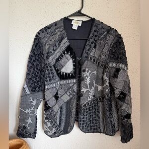 Patchwork Embroidered Women's Jacket - Gray